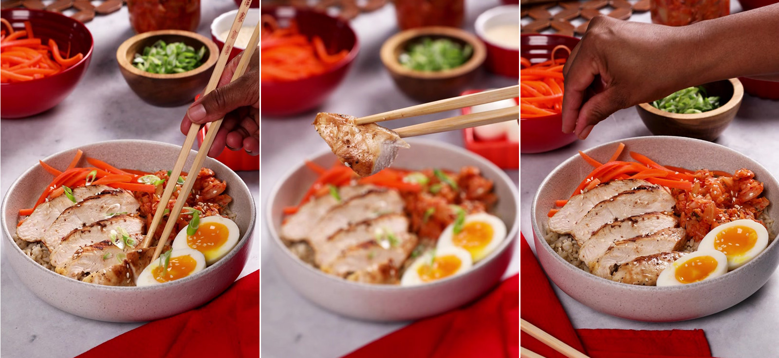 Kimchi and Grilled Chicken Rice Bowl